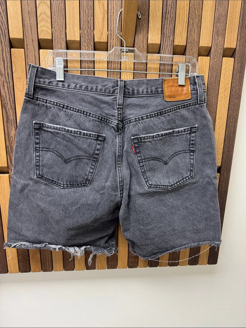 Levis 501 90s Washed Black Cut Off 100% Cotton Jean Shorts, size 31